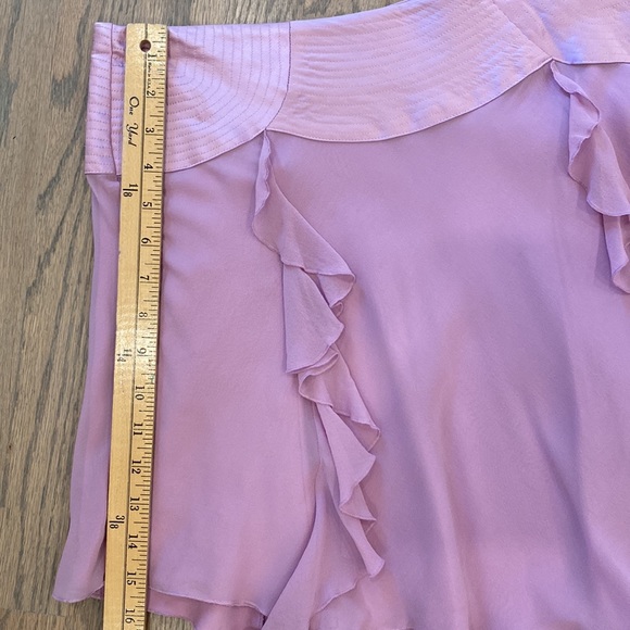 Bebe Lilac silk ruffle asymmetrical drop waist skirt - Picture 11 of 12